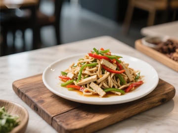 青红椒炒豆干，色香味俱全