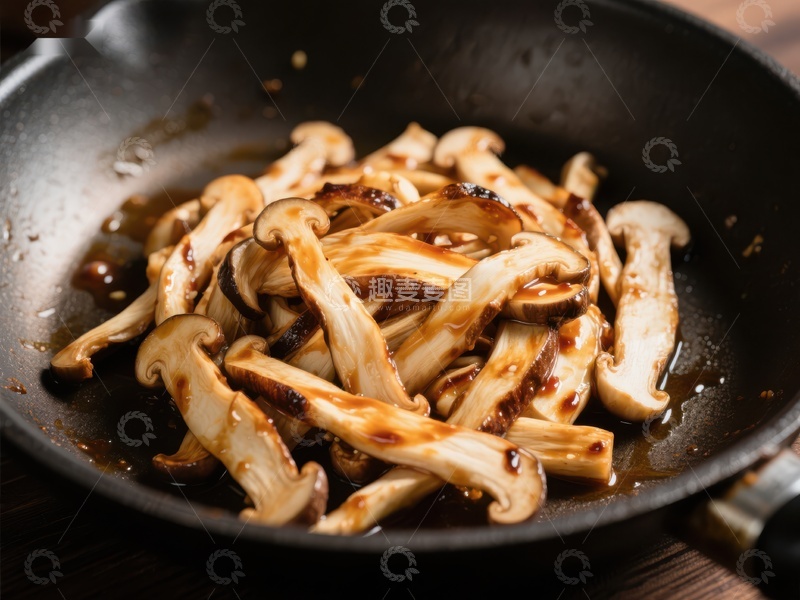 高清大图下载【趣麦麦图】煎锅中的炒蘑菇
