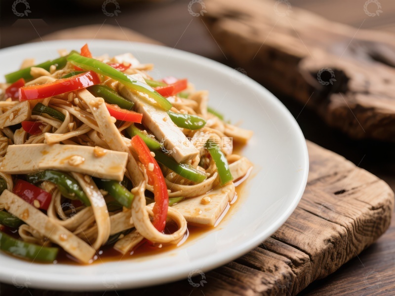 高清大图下载【趣麦麦图】-香辣豆腐丝配青红椒