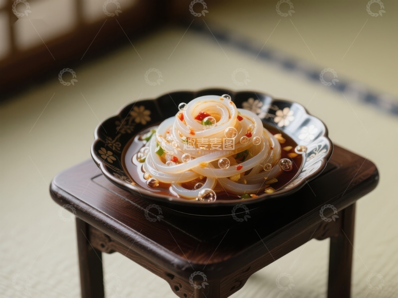 高清大图下载【趣麦麦图】精致凉粉盘中盛，传统美食诱人香