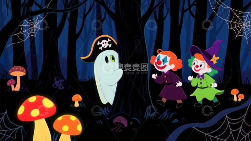 高清大图下载【趣麦麦图】幽灵小丑与女巫的森林奇遇