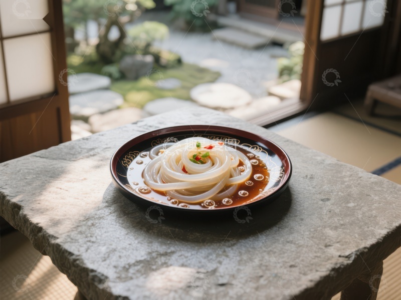 高清大图下载【趣麦麦图】日式庭院中的清爽凉粉