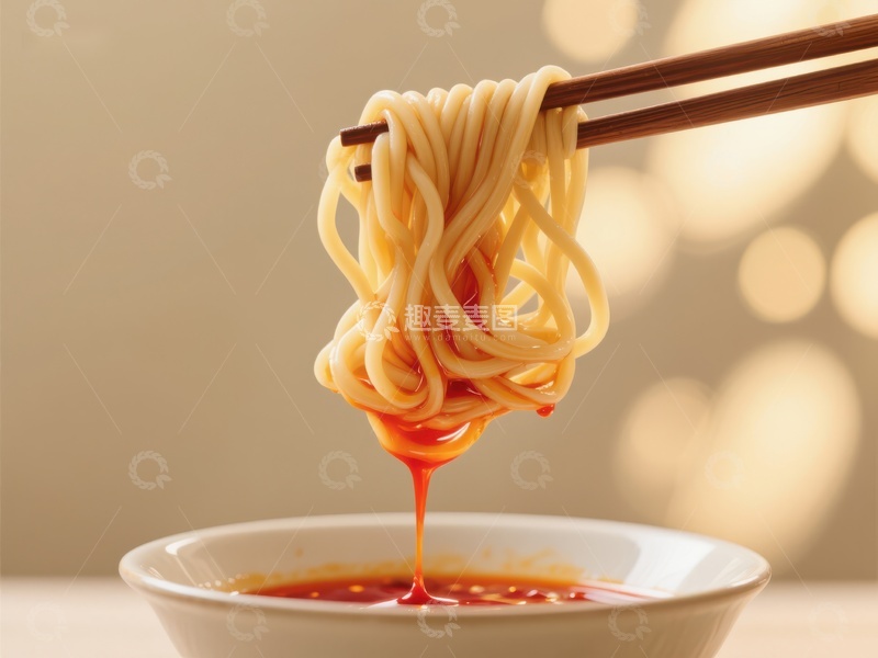 高清大图下载【趣麦麦图】筷子夹起热辣面条