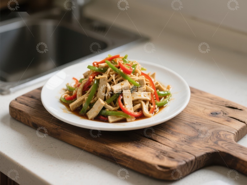 高清大图下载【趣麦麦图】豆腐炒青红椒，美味家常菜