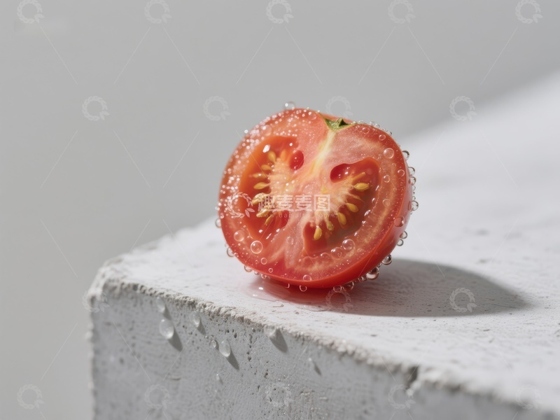 高清大图下载【趣麦麦图】切开的番茄置于水泥块上