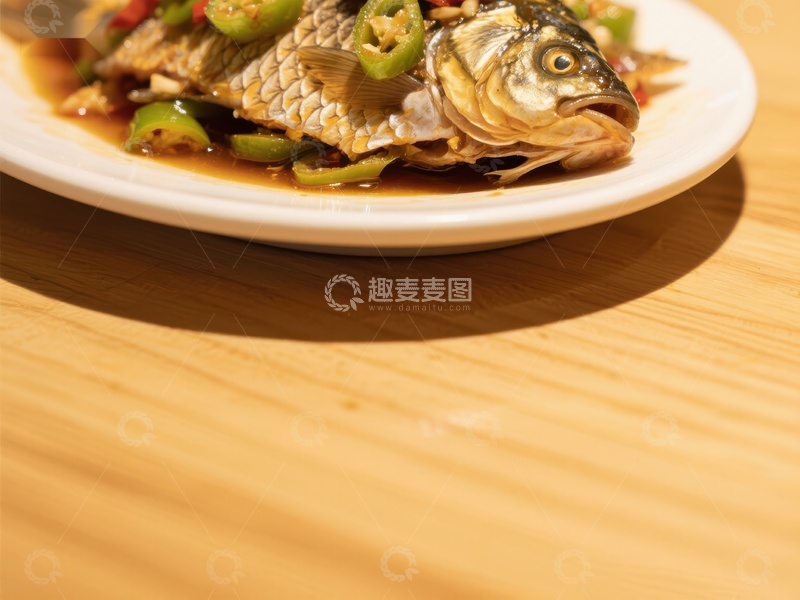 高清大图下载【趣麦麦图】-香辣鱼料理，青椒点缀