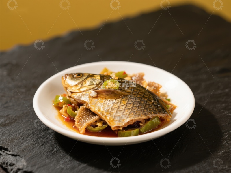 香辣鱼块配青椒美食