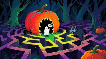 迷宫中的南瓜灯与幽灵