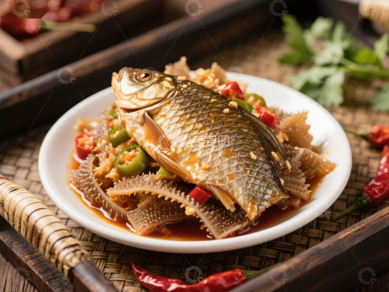 高清大图下载【趣麦麦图】香辣鱼块配牛肚美食