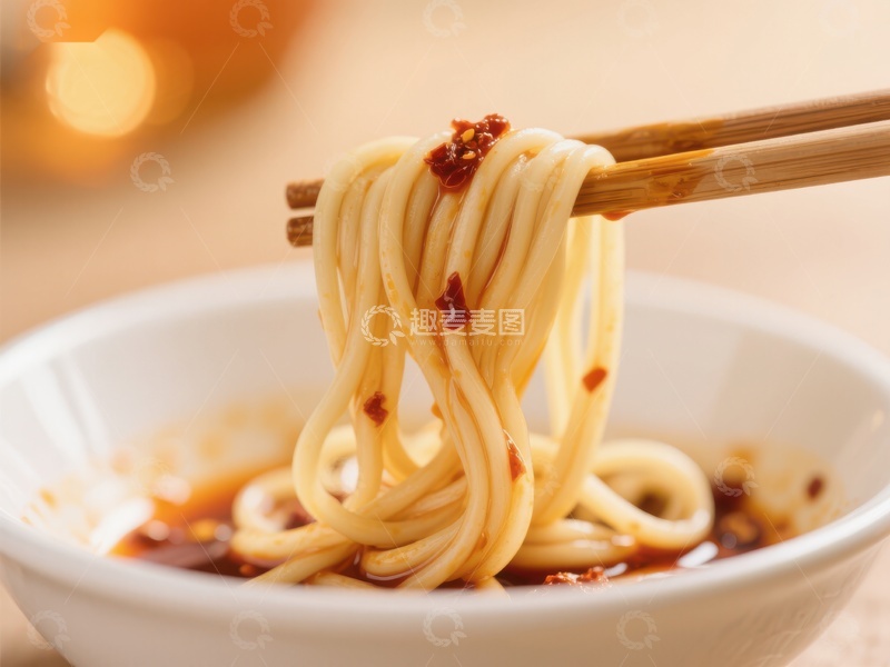 高清大图下载【趣麦麦图】筷子夹起香辣面条