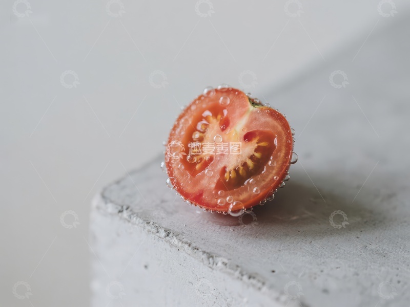 高清大图下载【趣麦麦图】切开的番茄，表面晶莹剔透