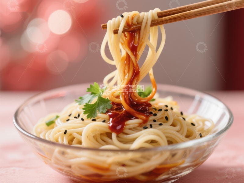 高清大图下载【趣麦麦图】筷子夹起香辣面条