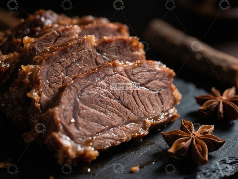 高清大图下载【趣麦麦图】香嫩牛肉切片与八角装饰