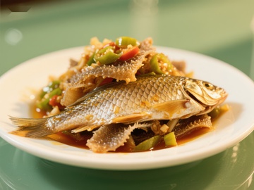 香辣鱼块配蔬菜