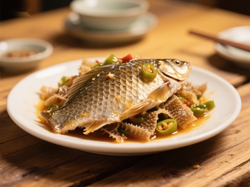 香辣鱼块配青椒，美味中式佳肴