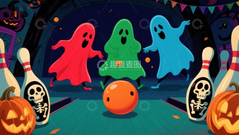 高清大图下载【趣麦麦图】万圣节保龄球游戏