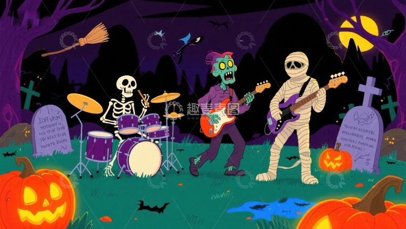 高清大图下载【趣麦麦图】万圣节乐队表演