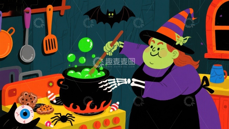 高清大图下载【趣麦麦图】女巫厨房魔法烹饪