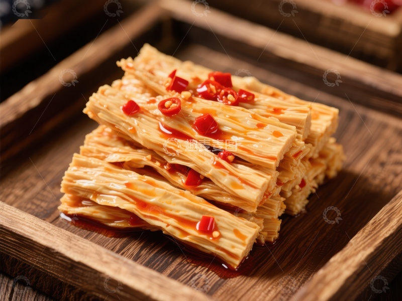 高清大图下载【趣麦麦图】辣味豆皮美食特写