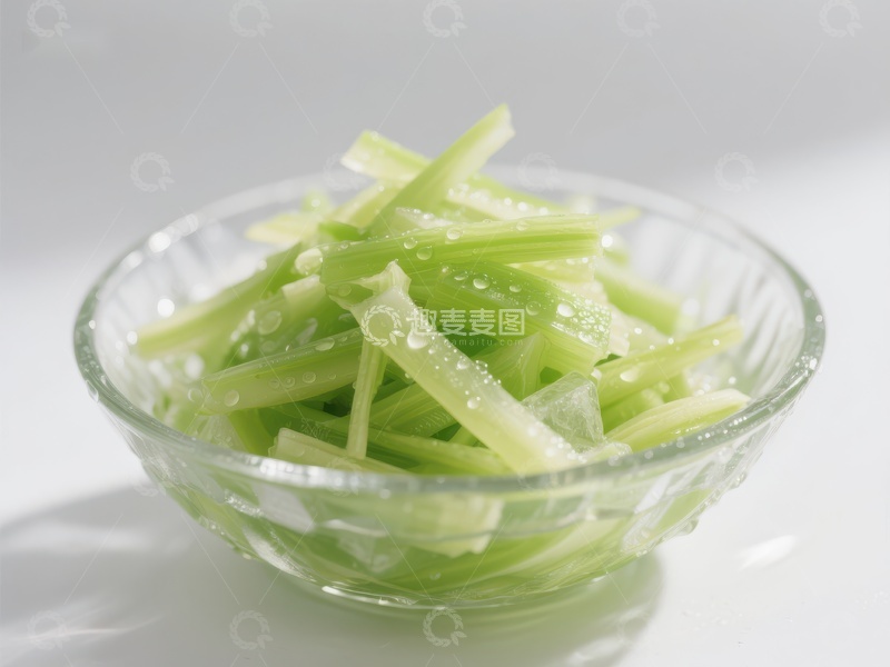 高清大图下载【趣麦麦图】清脆芹菜切段置于透明碗中