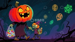 万圣节南瓜怪与小巫师的糖果夜