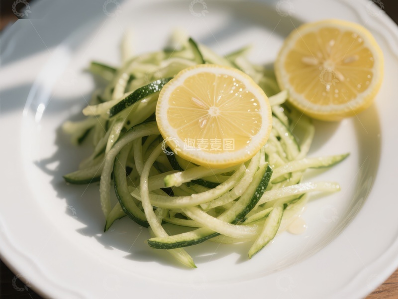 高清大图下载【趣麦麦图】柠檬点缀的黄瓜丝沙拉