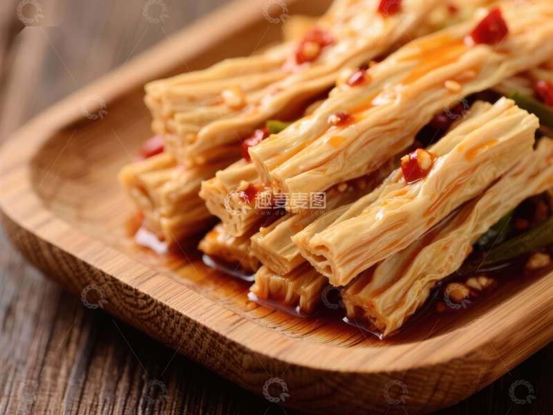 高清大图下载【趣麦麦图】香辣豆皮卷，美味素食小吃