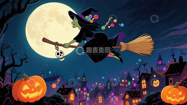 万圣夜巫女飞越小镇