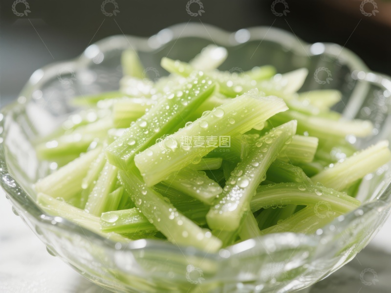 高清大图下载【趣麦麦图】清脆芹菜切段盛于透明碗中