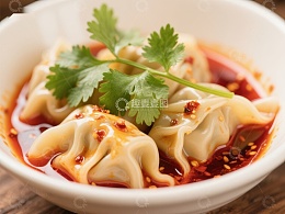 麻辣水饺配香菜