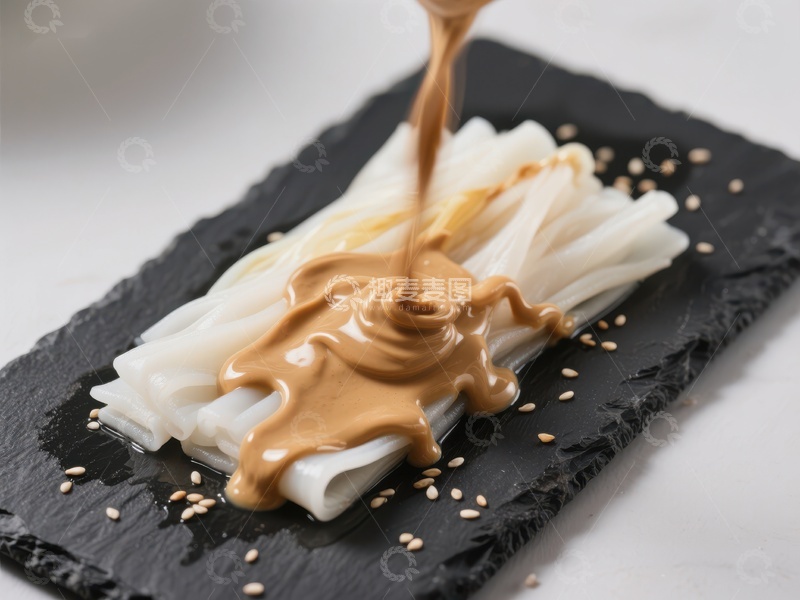 高清大图下载【趣麦麦图】酱汁淋在面条上的美食特写