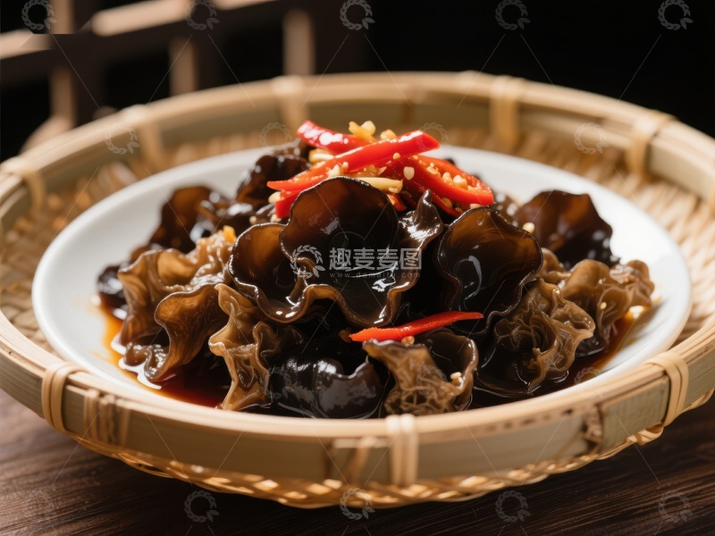高清大图下载【趣麦麦图】木耳拌红椒，美味家常菜