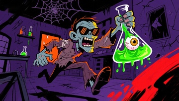 疯狂科学家与绿色实验液