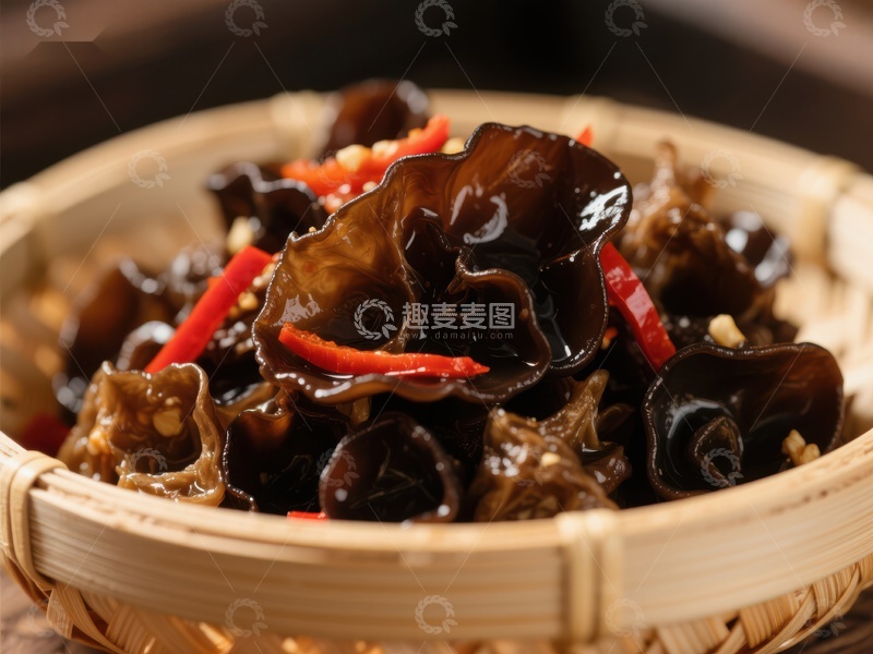 高清大图下载【趣麦麦图】木耳拌辣椒，美味家常菜
