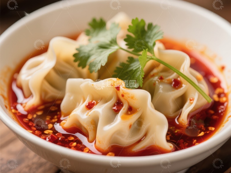 高清大图下载【趣麦麦图】麻辣鲜香的馄饨碗