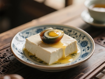皮蛋豆腐配酱油，传统中式美食