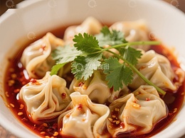 红油馄饨配香菜