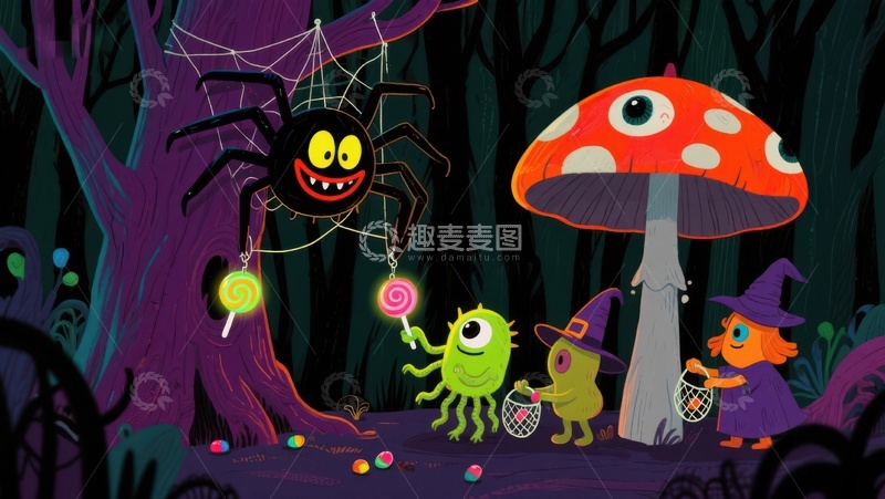 高清大图下载【趣麦麦图】奇幻森林中的万圣节派对