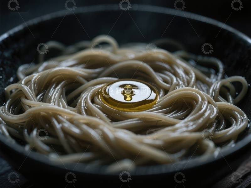 高清大图下载【趣麦麦图】热锅中的面条与橄榄油
