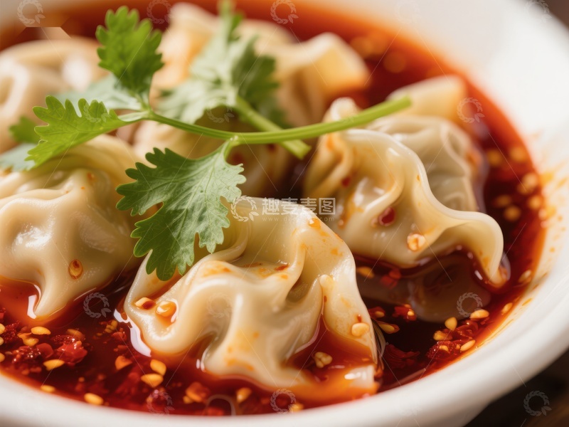 高清大图下载【趣麦麦图】鲜美水饺配红油蘸料