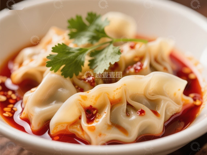 高清大图下载【趣麦麦图】红油水饺配香菜