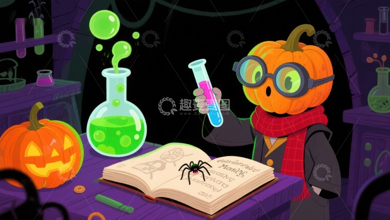高清大图下载【趣麦麦图】南瓜头科学家的魔法实验