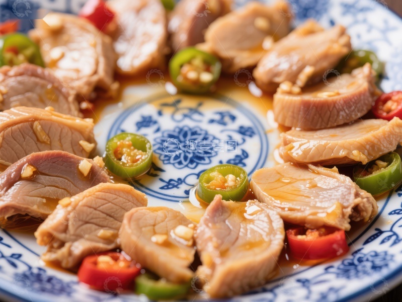 香辣卤鸭肉片摆盘