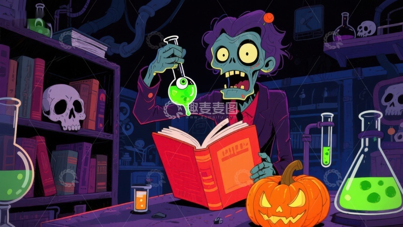 高清大图下载【趣麦麦图】实验室里的僵尸科学家