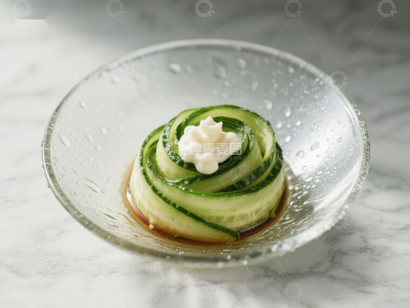 高清大图下载【趣麦麦图】黄瓜卷配酸奶油，精致摆盘