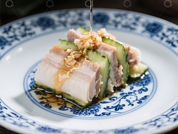 蒜泥白肉配黄瓜卷