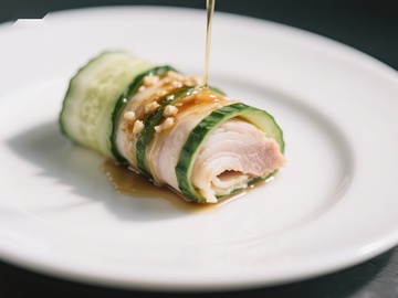 黄瓜鸡肉卷配酱汁