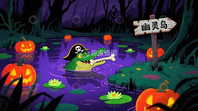 幽灵岛上的南瓜灯与鳄鱼