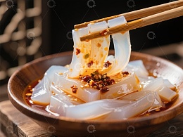 麻辣凉粉，筷子夹起的美味瞬间