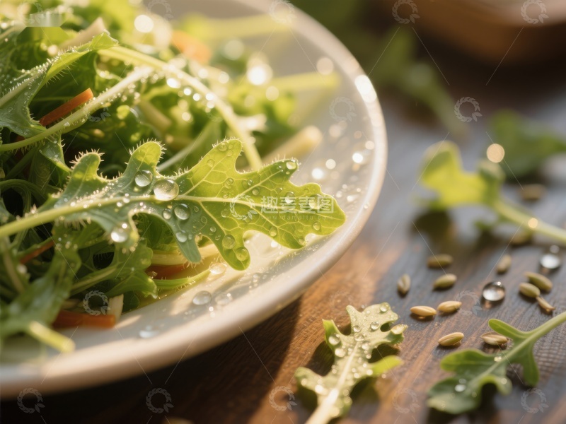 高清大图下载【趣麦麦图】新鲜绿叶沙拉配南瓜籽